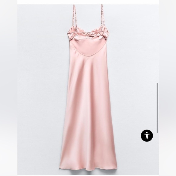 Zara NWT satin slip dress pink - Picture 4 of 8
